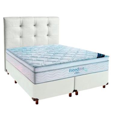 Imagem de Cama Box Branco + Colchão Queen Freedom Ortobom + Cabeceira