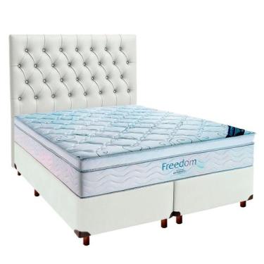Imagem de Cama Box Branco + Colchão Queen Freedom Ortobom + Cabeceira