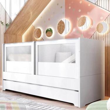 Imagem de Berço Cama 2 Em 1 Duplo Para Gêmeos Linha Sol E Mar Divicar Cor Branco