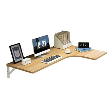 Imagem de Mesa dobrável em forma de L para laptop flutuante simples para escritório, lavanderia, garagem, estudo ou cozinha (120 x 70 x 50 cm/47,2 x 27,5 x 19,6 polegadas, cor nogueira)