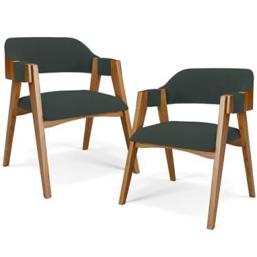 Imagem de Kit 02 Cadeiras Para Sala de Jantar e Estar Living Estofada Suran L02 Suede Verde Musgo - Lyam