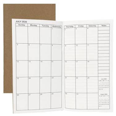 Imagem de Caderno de viagem inserções de janeiro de 2026 a dezembro de 2027, calendário de caderno de viagem de 2 anos, agenda mensal, diário tamanho regular, 17 x 9,5 cm, 1 peça
