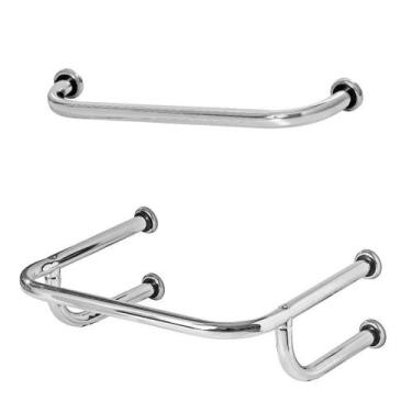 Imagem de Barra De Apoio Para Lavatório 40x50cm e 1 Barra Reta De 80cm - Metalcr