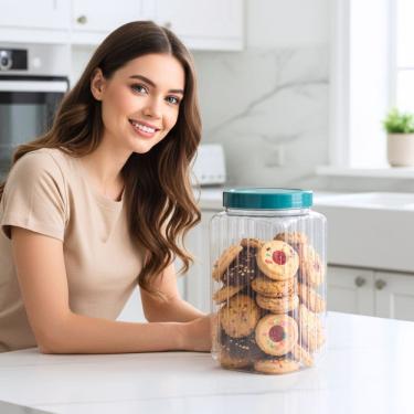 Imagem de Pote Plastico 2,5 Litros Fileto Candy Colorido de Rosca 01 Peça - Hermético Organizador Mantimento Cozinha - PANAMI