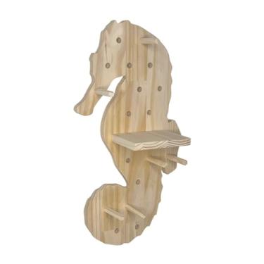 Imagem de KIAGA, Prateleira Pegboard Cavalo Marinho Em Madeira Pinus com 8 Pinos e 1 Prateleira 13,5cm Cor:PINUS NATURAL;Tamanho:49X26,6