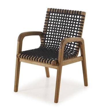 Imagem de Cadeira em Madeira e Corda Náutica com Braço Traço Casa e Jardim Móvei