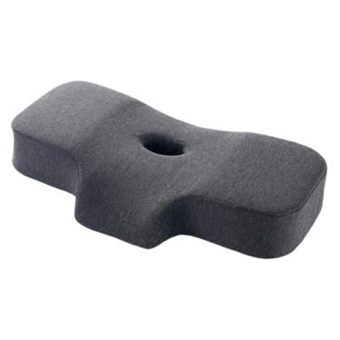 Imagem de WeiLaiKeQi Travesseiro de apoio para pescoço, travesseiro cervical leve ergonômico com fronha removível, travesseiro de cama respirável para homens e mulheres, Cinza Escuro