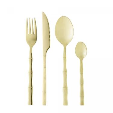 Imagem de Faqueiro 16 Peças Aço Inox Bambu Elegant Champanhe Lyor