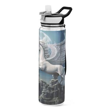 Imagem de ATTX Garrafa de água White Horse, 947 ml, à prova de vazamento e livre de BPA, garrafas de água reutilizáveis de plástico Tritan para viagens, academia, corrida, fitness #293