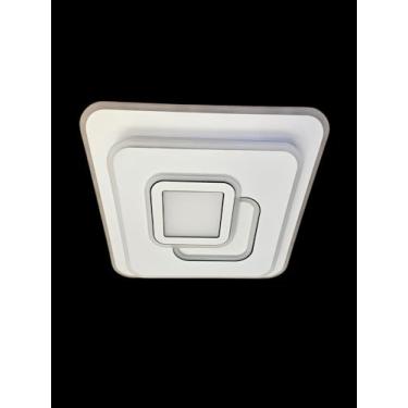 Imagem de Plafon Moderno Minimalista de 50 cm, 60W, Branco, Friso e Acrílico, 3~6K, Bivolt (Quadrado)