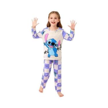 Imagem de Conjunto De Pijamas De Manga Longa Com Estampa De Cartoon Stitch Para 
