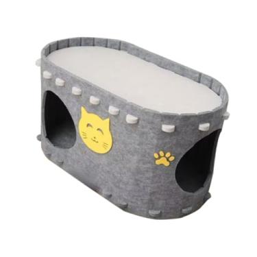 Imagem de Dualoai Cama para gatos, abrigo para gatos, protetor de móveis de papelão, dobrável, de feltro, caverna para gatinhos, cama tipo túnel para animais de, Cinza