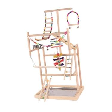 Imagem de WeiLaiKeQi Parrot Playground Parrot Playstand, Bird Gym, Wood Perch Gym Cercadinho para Periquito Pequenos Pássaros Finch