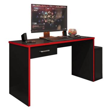 Imagem de Mesa Para Computador Gamer New Drx 9000 Preto Trama Vermelho - Móveis Leão