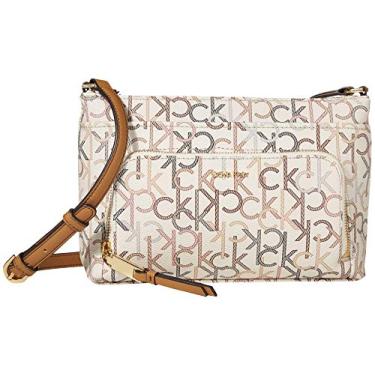 Imagem de Calvin Klein Hudson Bolsa tiracolo com zíper superior, Amêndoa com logotipo multi, One Size