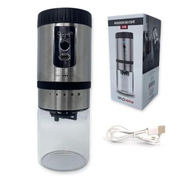 Imagem de Moedor de Café Elétrico Recarregável USB com Regulagem de Moagem, Compartimento de Aço Inoxidável, Engrenagem Cerâmica, Recipiente em Vidro, Indicador de Bateria LED