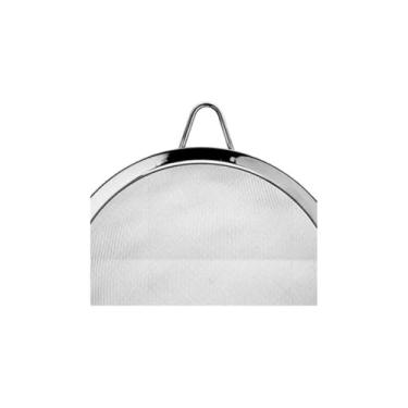 Imagem de Peneira em Aço Inox, 10cm de Diâmetro, 22cm de Comprimento, 4cm de Altura, com Cabo para Pendurar, para Sucos e Farinhas