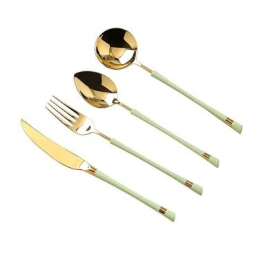 Imagem de Concha de sopa 304 aço inoxidável estilo ocidental utensílios de mesa ferramentas bife facas garfos e colheres conjunto três peças refeição alta qualidade