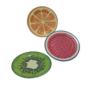 Imagem de Conjunto 3 Pratos Em Melamina de Frutas Para Jantar 25cm