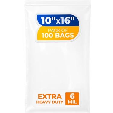 Imagem de Paclord Sacos médios com fecho de zíper de 25,4 x 40,6 cm, 6 mil (pacote com 5) – Sacos plásticos reutilizáveis resistentes – transparentes, resseláveis, à prova d'água – para armazenar e organizar