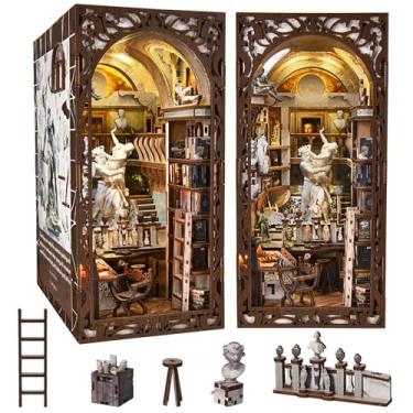 Imagem de MiniCity Book Nook Kit, DIY Doll House Booknook, Miniature Kit for Bookshelf Doll Houses for Adults Teen Halloween, 3D Wooden Puzzle Bookends with Led Light and Dust Cover (Bernini's Workshop)