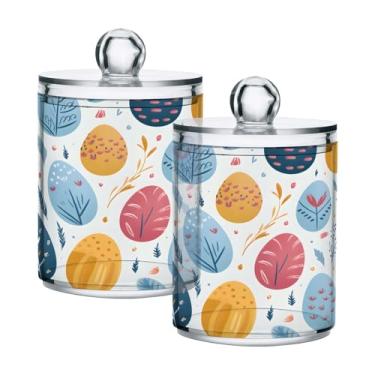 Imagem de CEBUGI Dispensador de suporte Qtip para cotonetes, bolas, almofadas e palitos de fio dental ovos de páscoa frasco de boticário de plástico transparente com tampa acessórios essenciais de banheiro