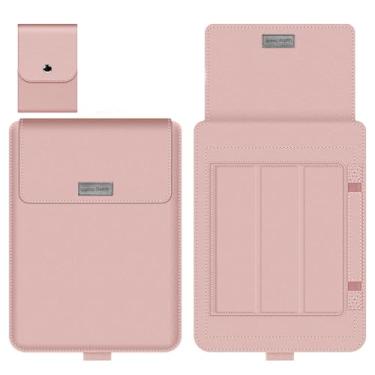 Imagem de GANGANPRO Capa para laptop de 16 a 17 polegadas com suporte, compatível com laptop Microsoft Surface 5/4/3/2 de 13,5 polegadas, MacBook Air/Pro de 13,3 polegadas, capa de couro PU para laptops de 15 a