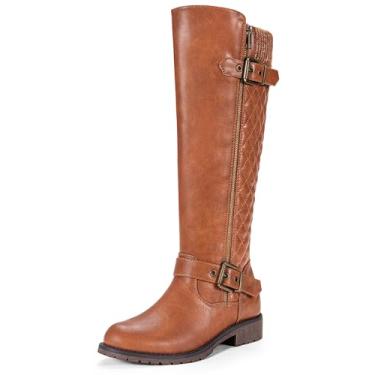 Imagem de JEOSSY Botas femininas de cano alto até o joelho 45 botas de lã de tricô para inverno, Knee Zipper-945-brown, 8