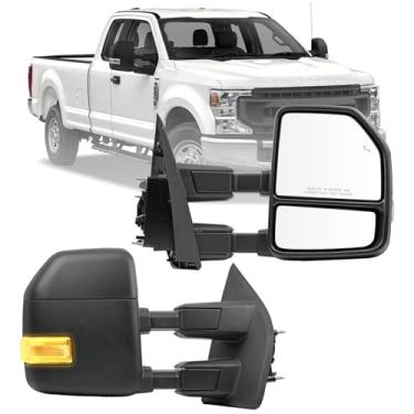 Imagem de Aritoxy Espelhos de reboque de passageiros adequados para Ford F250 F350 F450 F450 F550 Super Duty 2017 2018 2019 2020 - Aquecido por energia com luz de seta, caixa de escurecimento de luz auxiliar