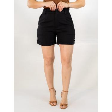 Imagem de Short Feminino Mom Barra Dobrada Linho Nude Preto Anticorpus-Feminino
