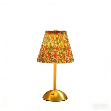 Imagem de Abajur de Mesa Sem Fio Led Saia de Seda - Luminária com Sensor de Toque, 3 Cores de Luz, Barra Florida, Decoração Elegante para Quarto, Sala e Ambientes Domésticos