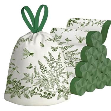 Imagem de 1 rolo de 30 sacos de lixo com cordão com estampa de borboleta, sacos de lixo com cordão de tamanho médio, forros de lata de lixo resistentes a rasgos, adequados para casa, cozinha, banheiro ou