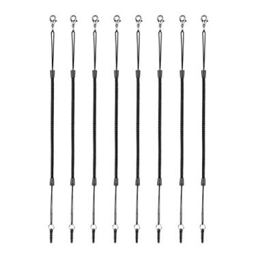 Imagem de Cordões elásticos (pacote com 8) para canetas Stylus com porta superior, fecho de lagosta mola retrátil (preto)