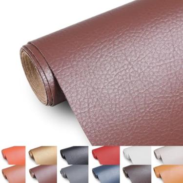 Imagem de Tecido de couro sintético, tecido de estofamento de 139,7 cm de largura por The Yard Marine Vinyl Fabric Outdoor PU Leather Waterproof Sheets Fabric for Crafts Sewings Sofa Wallets Handbag Earrings