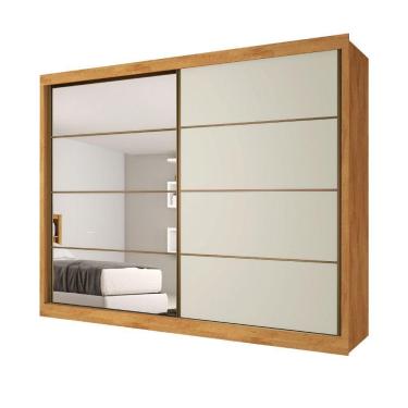 Imagem de Guarda Roupa Sevilha 1 Porta Espelhada 100% Mdf Mademarcs Peroba-off White-peroba