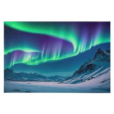 Imagem de Wassud Tapete de porta com paisagem de aurora boreal 61 x 89 cm, antiderrapante, lavável, com suporte de borracha, tapete macio e macio para sala de estar, quarto, entrada, entrada