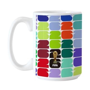 Imagem de HONAV Caneca de café de cerâmica da Copa do Mundo FIFA 2026 de 425 g - Design FIFA repetido colorido ousado, cabo ergonômico e seguro para micro-ondas - ótimo presente para fãs de futebol