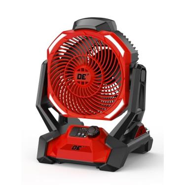 Imagem de AEROZY Ventilador de canteiro de obras, ventilador operado por bateria, com luzes LED, velocidade variável, gancho para pendurar B - 2