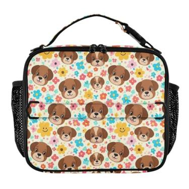 Imagem de Joisal Lancheira fofa marrom colorida floral para mulheres meninas lancheira masculina infantil lancheira para trabalho bolsa térmica térmica para meninos