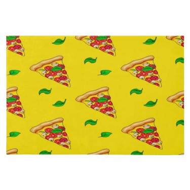 Imagem de Wassud Tapete de porta Delicious Pizza 61 x 89 cm, tapete de área lavável antiderrapante com suporte de borracha, tapete macio e macio para sala de estar, quarto, entrada, entrada