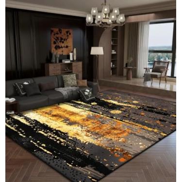 Imagem de Tapetes de luxo abstratos para sala de estar, decoração dourada, tapetes grandes para sala de estar, tapetes tatames macios para cabeceira de quarto (6,5 x 9,8 pés (200 x 300 cm)/WL0002-Flanela-8
