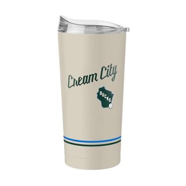 Imagem de FANMATS Copo de aço inoxidável NBA Milwaukee Bucks City Edition 590 ml – Acabamento em pó de parede dupla isolado e durável - Design City Edition, mantém as bebidas quentes e frias por horas