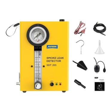 Imagem de AUTOOL Máquina de fumaça automotiva, sistema EVAP detector de vazamento de fumaça com bomba de ar/indicador de fluxo/medidor de pressão para todos os veículos DC12V