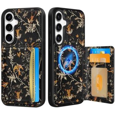 Imagem de Uppuppy Capa para Samsung Galaxy S25 Plus/S24 Plus com carteira - Compatível com MagSafe Cute Women Girls Couro Estético Titular Cartão de Crédito Capa de Telefone para S25Plus/S24Plus, Pássaro