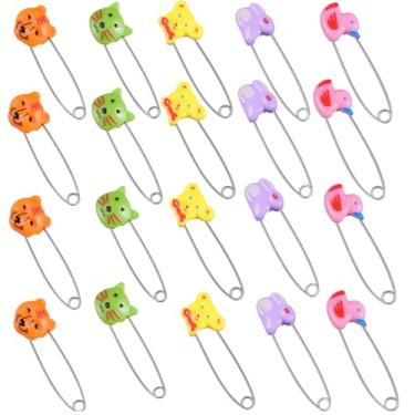 Imagem de Toddmomy 20 alfinetes de segurança para animais de aço inoxidável com cabeça de plástico para recém-nascidos com fivela de bloqueio para festa no chuveiro (cor aleatória)