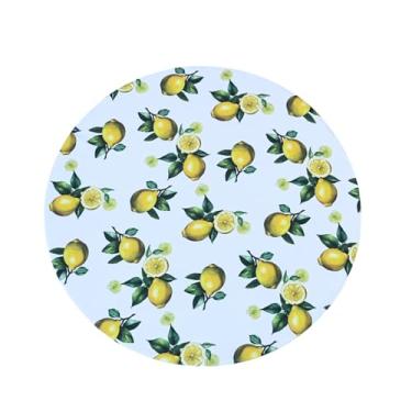 Imagem de Kit Sousplat Completo (Capa Estampada + Base MDF) – Coleção Allegra 35cm – Microfibra Prática e Decorativa – Pronto para Usar (Verde Limão)