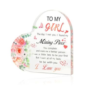 Imagem de AMAZINGSUN Presentes para namorada, aniversário, dia dos namorados para namorada, lembrança acrílica em forma de coração, presentes românticos I Love You para ela