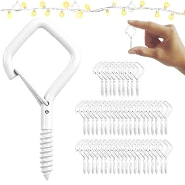 Imagem de BJUTYEU Ganchos de parafuso de 4 cm, pequenos ganchos de teto de metal para luzes externas, sinos de vento, lanternas e decorações para pendurar em ambientes internos e externos (branco, 50 peças)