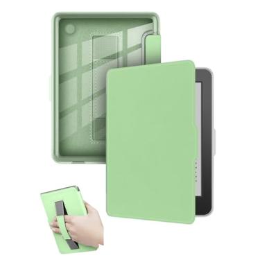 Imagem de Capa para leitor digital Kobo Clara Color/Clara BW/Clara 2E eReader de 15 cm com alça de pulso e hibernar/despertar automático, à prova de choque e resistente a arranhões (verde claro)