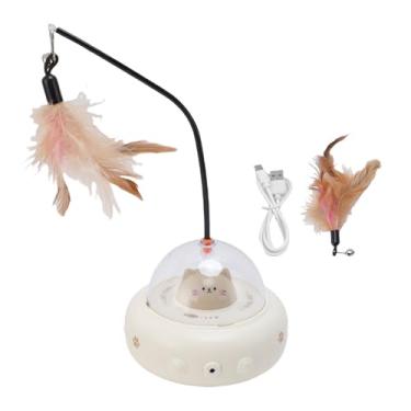 Imagem de Brinquedo interativo automático para gatos, com varinha de penas, sensor inteligente, brinquedo de provocação elétrica para gatinhos internos, plástico, alimentado por usb